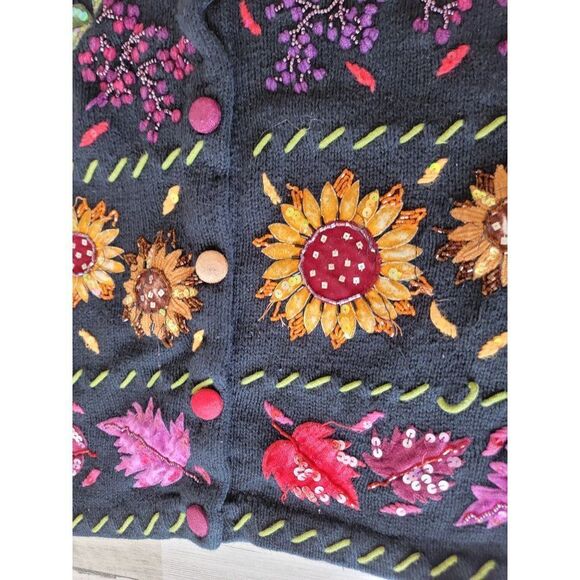 Vintage Design options AS IS cardigan Philip Jane Gordon floral fall embroidered - Picture 11 of 16